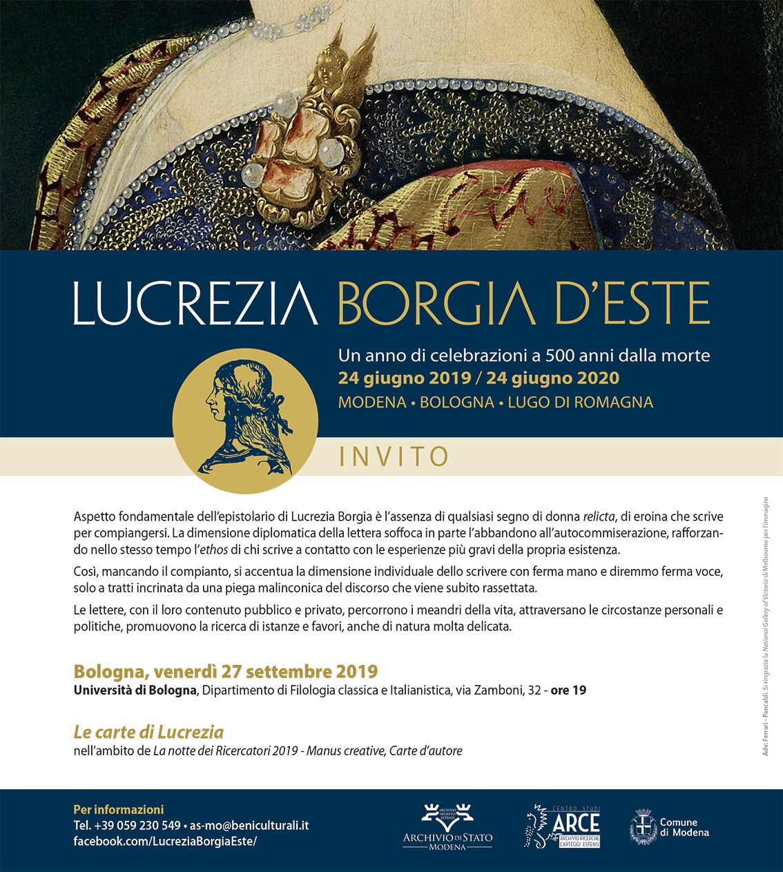 Excellent wrench Motivation Archivio di Stato di Modena: Lucrezia Borgia d'Este. Celebrazioni a 500  anni dalla morte